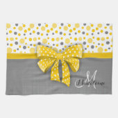 Grijze en gele pokadots, zonnige gele lint theedoek (Horizontaal)