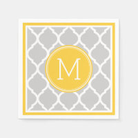 Grijze en gele quatrefoil bruiloft monogram