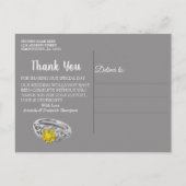 Grijze en gele tulpen met zonsondergang aankondigingskaart (Achterkant)