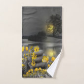 Grijze en gele tulpen met zonsondergang bad handdoek (Handdoek)