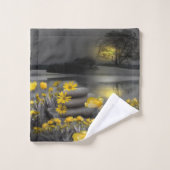 Grijze en gele tulpen met zonsondergang bad handdoek (Wasdoekje)