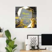 Grijze en gele tulpen met zonsondergang poster (Thuiskantoor)