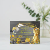 Grijze en gele tulpen met zonsondergang uitnodiging briefkaart (Staand voorkant)