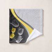 Grijze en gele tulpenbloem 2021 kleuren bad handdoek (Wasdoekje)