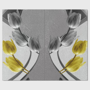 Grijze en gele tulpenbloem 2021 kleuren cadeaupapier
