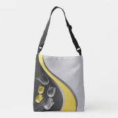 Grijze en gele tulpenbloem 2021 kleuren crossbody tas (Achterkant)