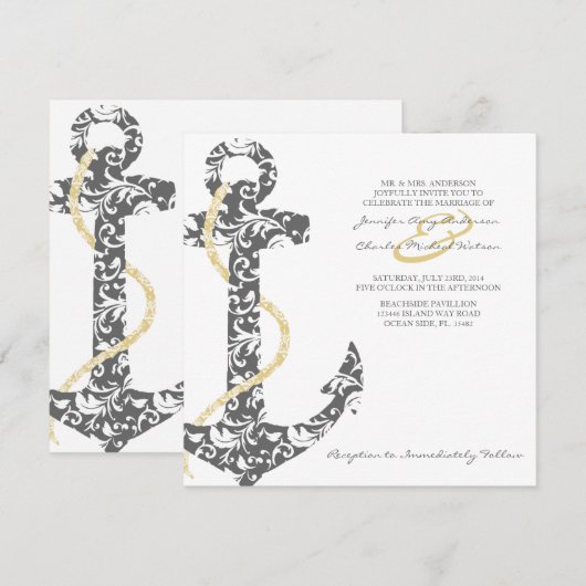 Grijze en gele uitnodiging voor weduwen (Voorkant / Achterkant)