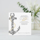 Grijze en gele uitnodiging voor weduwen (Staand voorkant)