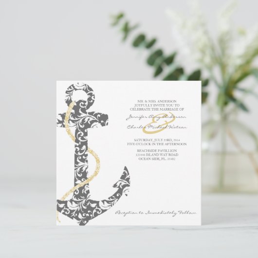 Grijze en gele uitnodiging voor weduwen (Staand voorkant)