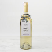 Grijze en gele Waterverf Floral Modern Wedding Flessenhanger (Op fles)
