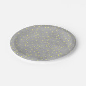 Grijze en gele Waterverf Stippen Papieren Bordje (Gekanteld)