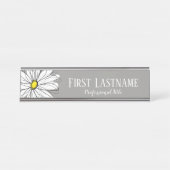 Grijze en gele Whimsical Daisy Custom Text Bureau Naambordje (Voorkant)