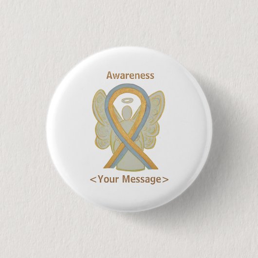 Grijze en Gold Angel Awareness Ribbon Button Pins (Voorkant)