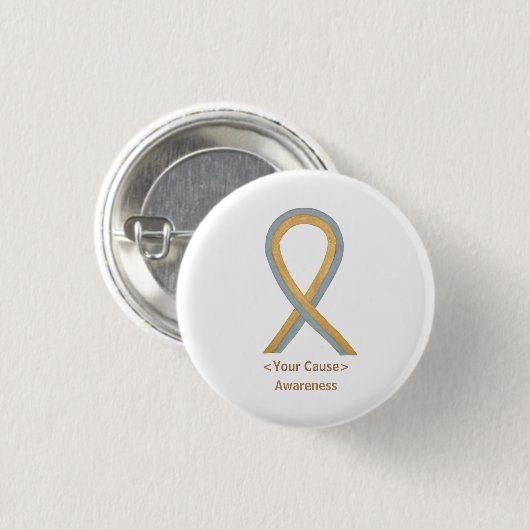 Grijze en Gold Angel Awareness Ribbon Button Pins (Voorkant /achterkant)