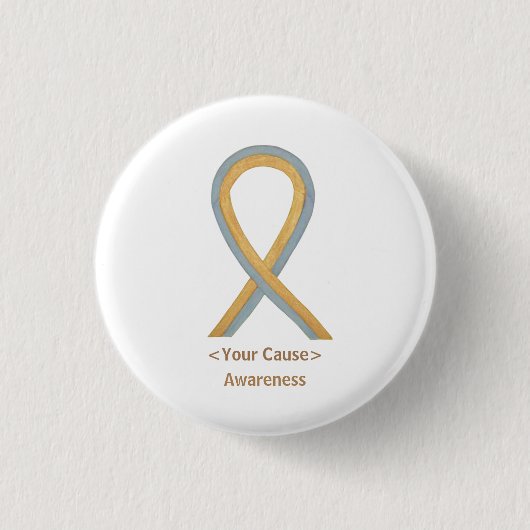 Grijze en Gold Angel Awareness Ribbon Button Pins (Voorkant)