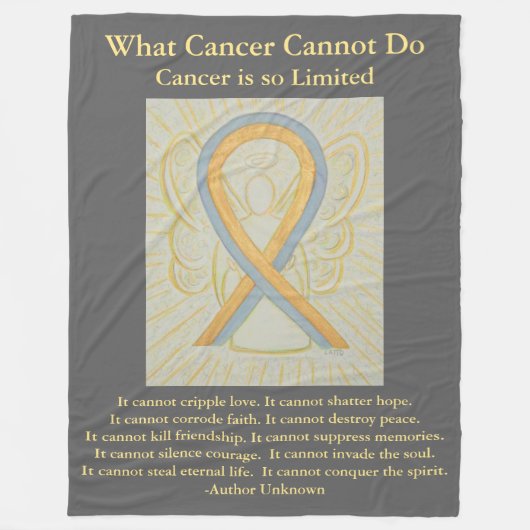 Grijze en Gold Awareness Ribbon Angel Blanket Fleece Deken (Voorkant)