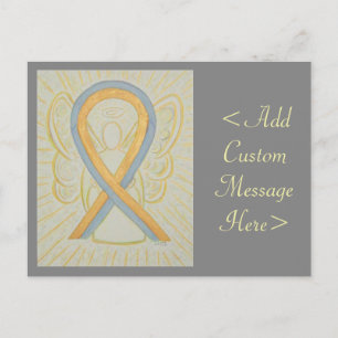 Grijze en goudbewustzijn Ribbon Angel Briefkaart