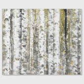 Grijze en gouden bomen cadeaupapier (Vlak)