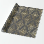 Grijze en gouden  Damask Cadeaupapier<br><div class="desc">Grijs en goudparis  vochtig verpakkingspapier.</div>