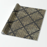 Grijze en gouden  Damask Cadeaupapier<br><div class="desc">Grijze en goudparis  vouw papier.</div>