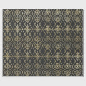 Grijze en gouden  Damask Cadeaupapier (Vlak)