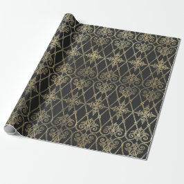 Grijze en gouden  Damask Cadeaupapier