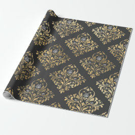 Grijze en gouden  Damask Cadeaupapier