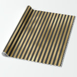 Grijze en Gouden Folie Strepen Cadeaupapier<br><div class="desc">Grijs en goud gestreept patroon inpakpapier.</div>