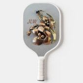 Grijze en gouden metalen Lily White Pickleball Paddle (Achterkant)