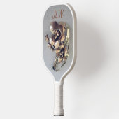 Grijze en gouden metalen Lily White Pickleball Paddle (Links)