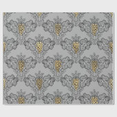 Grijze en gouden wijn cadeaupapier (Vlak)