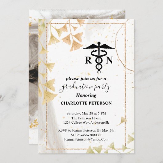 Grijze en goudhoudende Waterverf Verpleegkundepart Kaart (Voorkant / Achterkant)