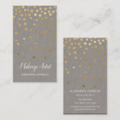 Grijze en goudlegant Confetti Makeup kunstenaar Visitekaartje (Voorkant / Achterkant)