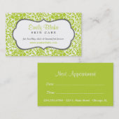 Grijze en groene Bloemen Damaskafspraakkaart Afsprakenkaartje (Voorkant / Achterkant)