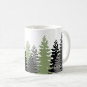 Grijze en groene Evergreen Trees Elegant en Rustic Koffiemok (Voorkant rechts)