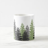 Grijze en groene Evergreen Trees Elegant en Rustic Koffiemok (Center)