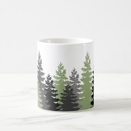Grijze en groene Evergreen Trees Elegant en Rustic Koffiemok (Center)