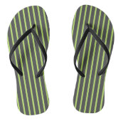 Grijze en Groene Strepen Teenslippers (Voetbed)
