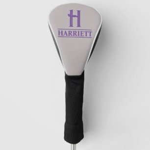Grijze en lavendel monogram golfschoofhoes golfheadcover