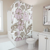 Grijze en lila bloemen. douchegordijn (In situ)