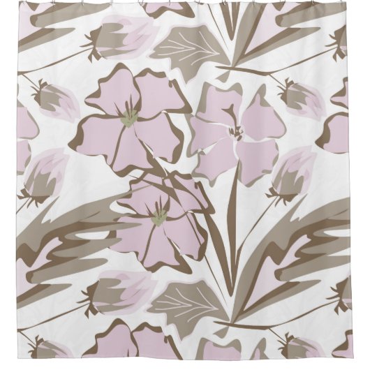 Grijze en lila bloemen. douchegordijn (Voorkant)