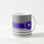 Grijze en marineblauw Chevron - Aangepast Koffiemok (Voorkant rechts)