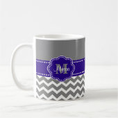 Grijze en marineblauw Chevron - Aangepast Koffiemok (Links)