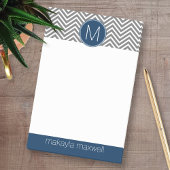 Grijze en marineblauwe Chevrons met enkel monogram Post-it® Notes