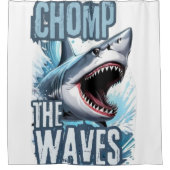 Grijze en Navy Shark Teeth Graffiti Street Design Douchegordijn (Voorkant)