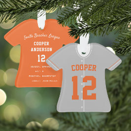 Grijze en Oranje Blauwe Baseball Jersey Stats Ornament