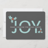 Grijze en Oranje joy en Holly Feestdagenkaart (Voorkant)