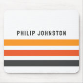 Grijze en oranje retro strepen, aangepaste naam wi muismat (Voorkant)