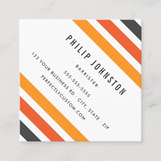 Grijze en oranje retrorectoren, wit diagonaal vierkante visitekaartje (Voorkant)