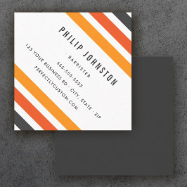 Grijze en oranje retrorectoren, wit diagonaal vierkante visitekaartje